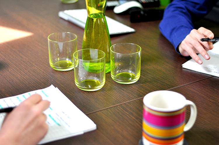 People collaborating around a table